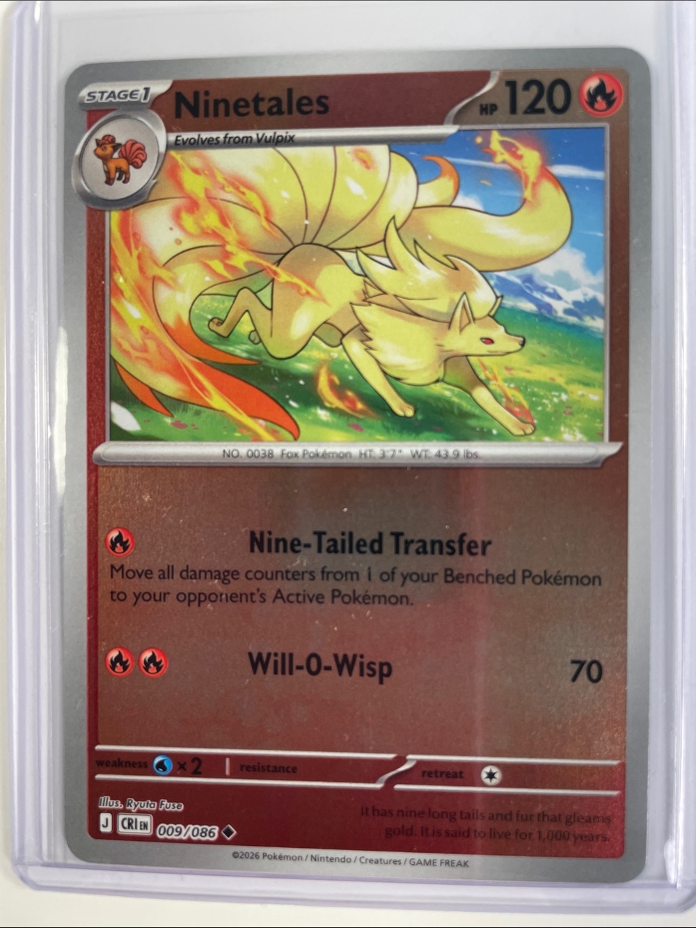 Pokemon Ninetales Trading Card - Yellow, Red, Green, Blue